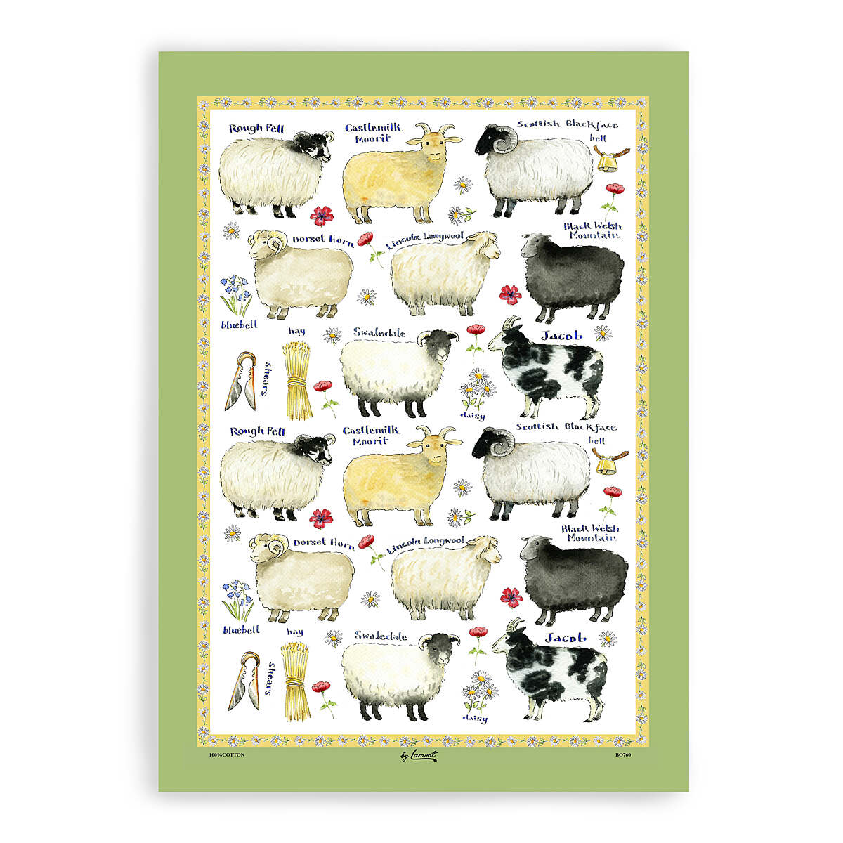 Samuel Lamont Sheep Breeds Linen Union Tea Towel