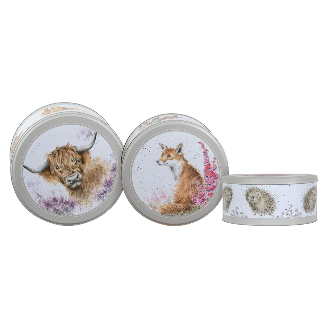 Wrendale Country Animal Cow/Fox/Hedgehog Cake Tin Nest 