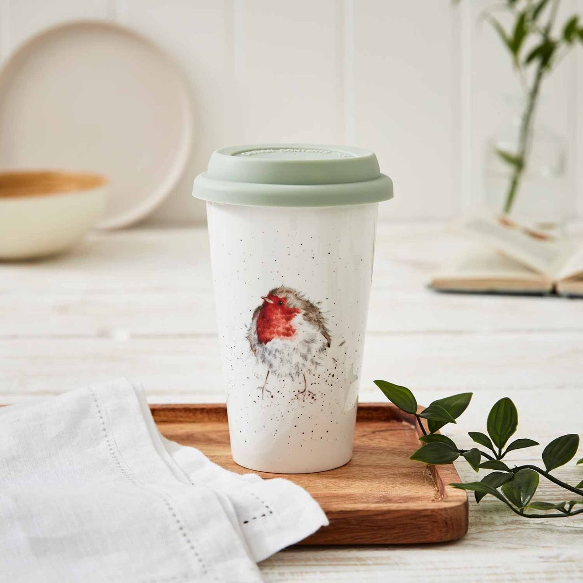 Wrendale 'Garden Friend' Robin Travel Mug