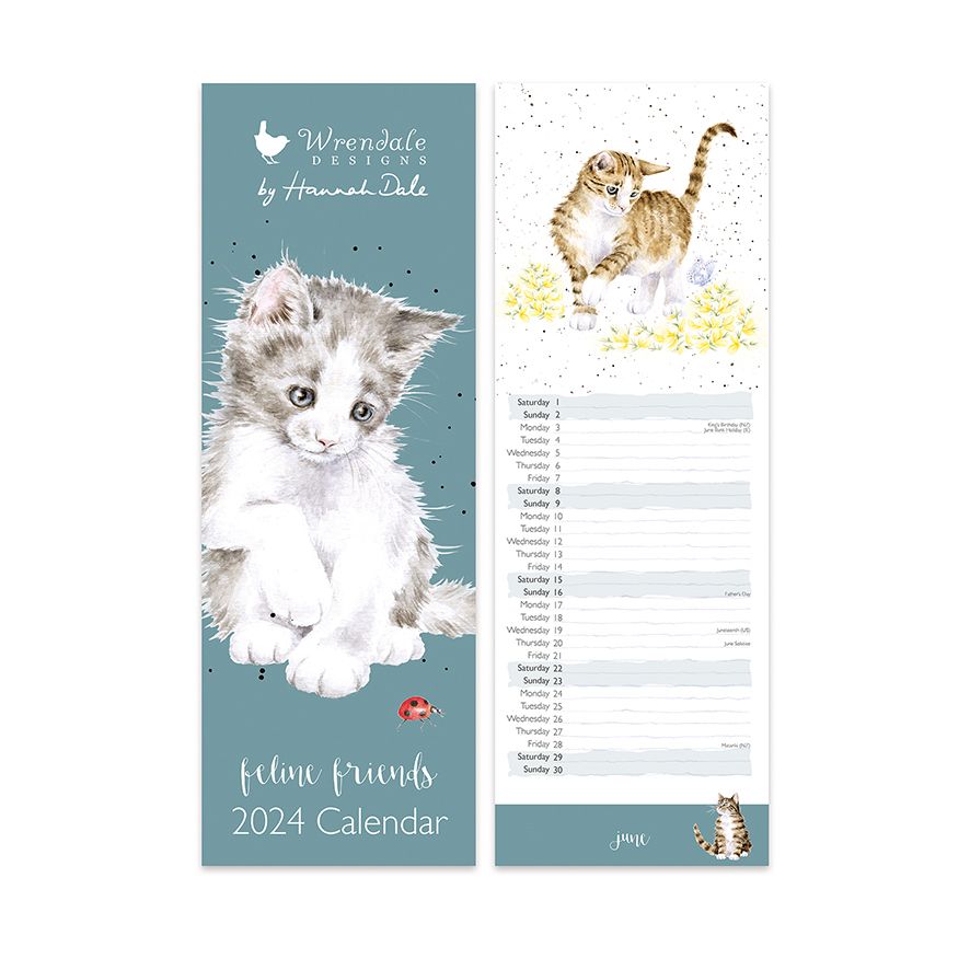 Wrendale 2024 Feline Friends Slim Calendar Sam Turner & Sons