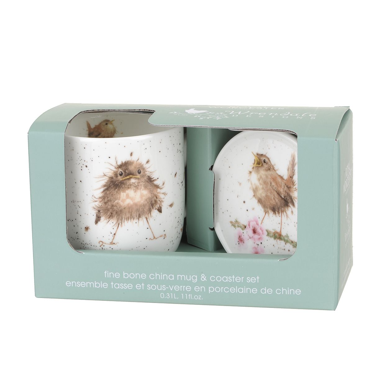 Wrendale 'Flying the Nest' Wren Mug & Coaster Set