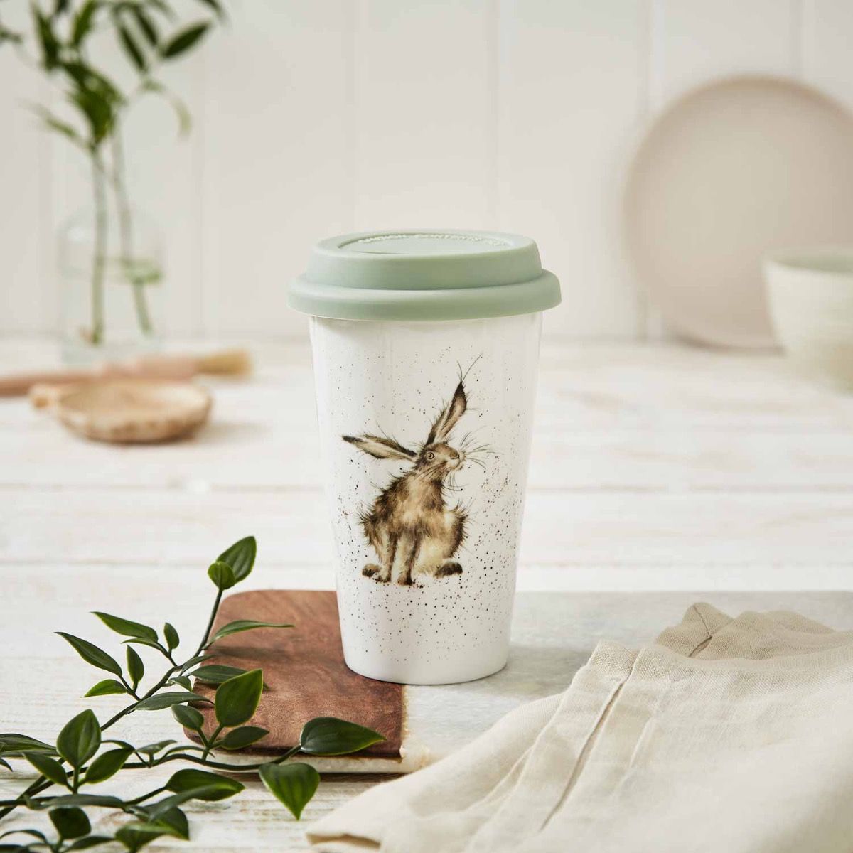 Wrendale 'Good Hare Day'  Hare Travel Mug