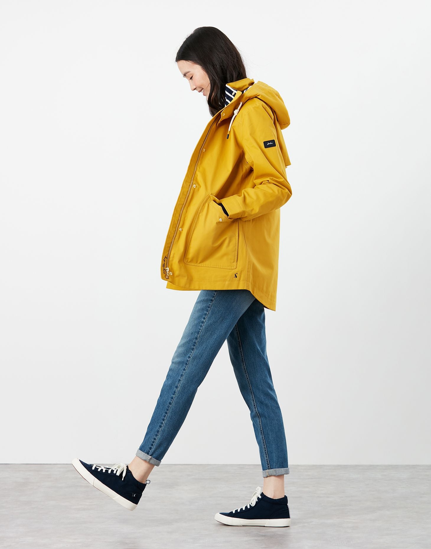 Joules coast mid length hot sale waterproof jacket antique gold