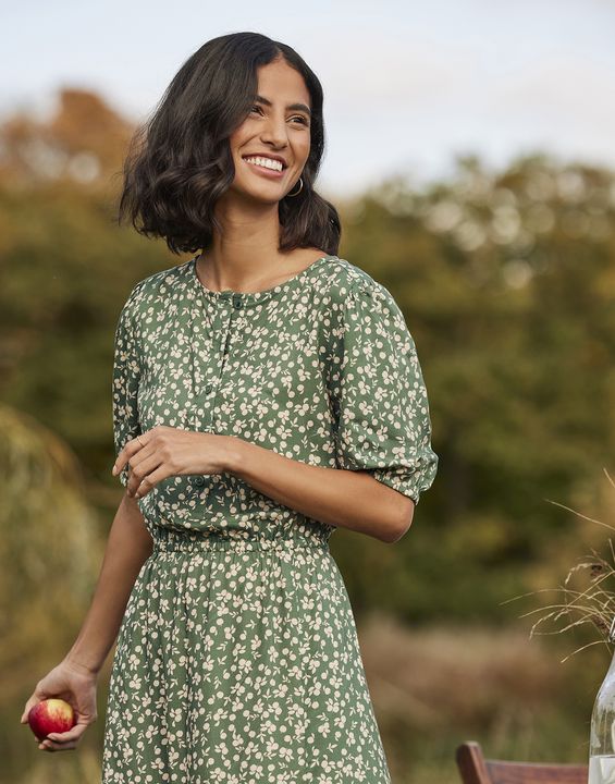 Joules Adele Button Down Tiered Dress