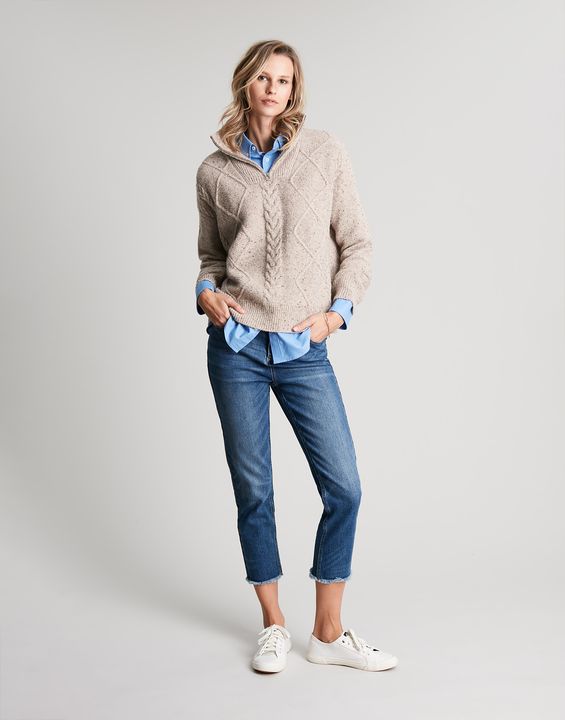 Joules Esme Cable Knit Quarter Zip Jumper