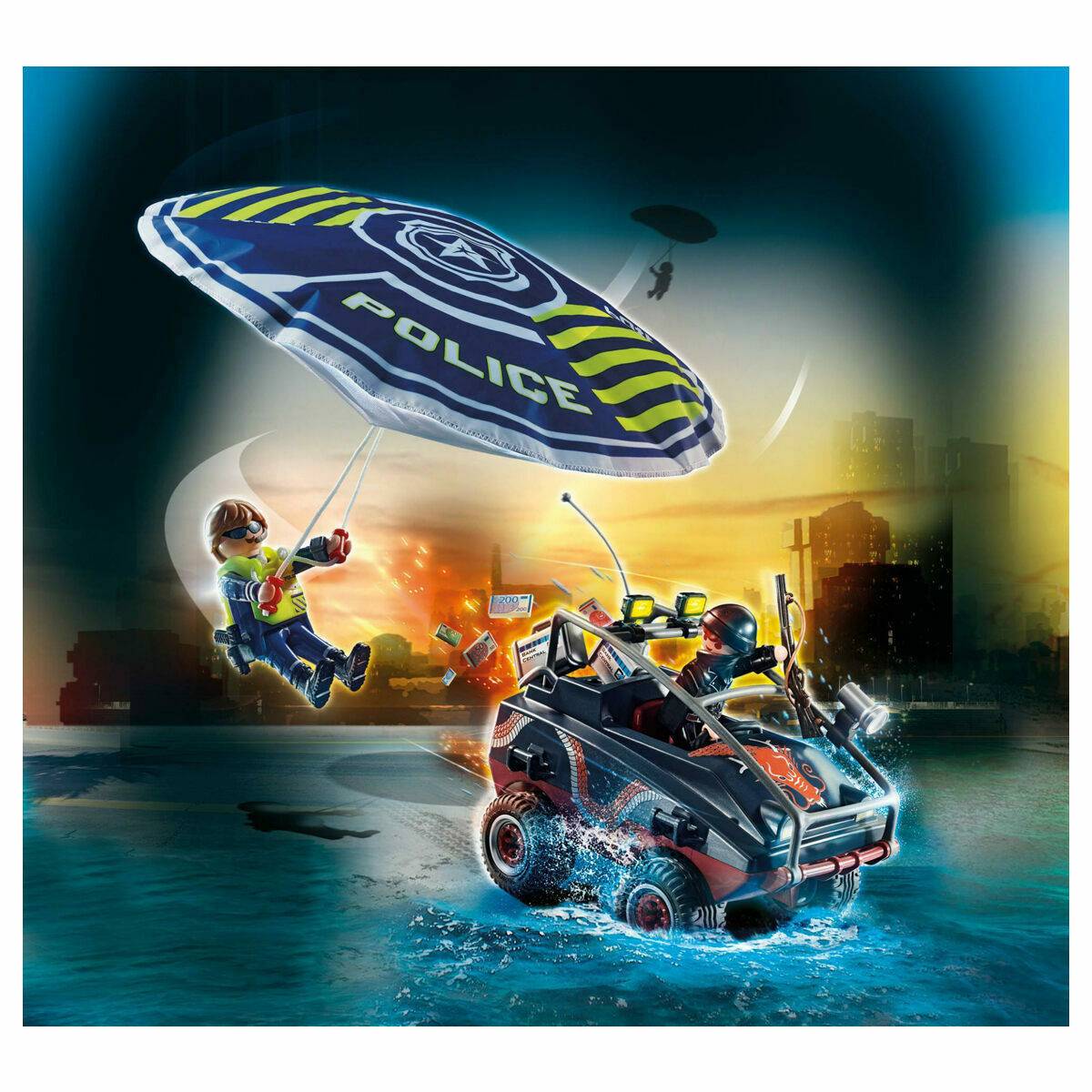 Playmobil City Action Police Parachute with Amphibious Vehicle 70781