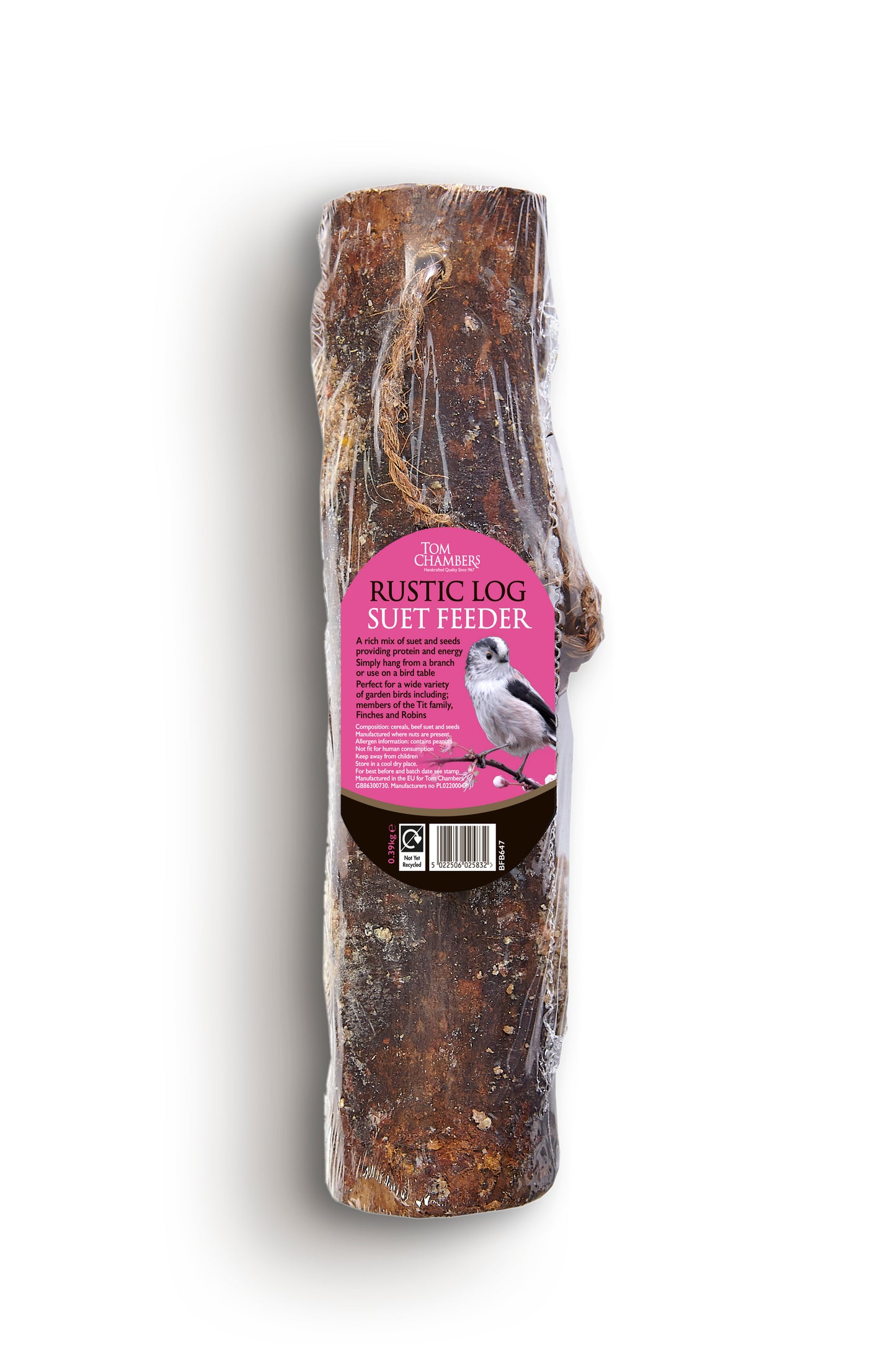 Tom Chambers Rustic Log Suet Bird Feeder