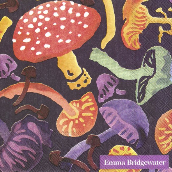 Emma Bridgewater Cocktail Napkins Wild Mushrooms Violet