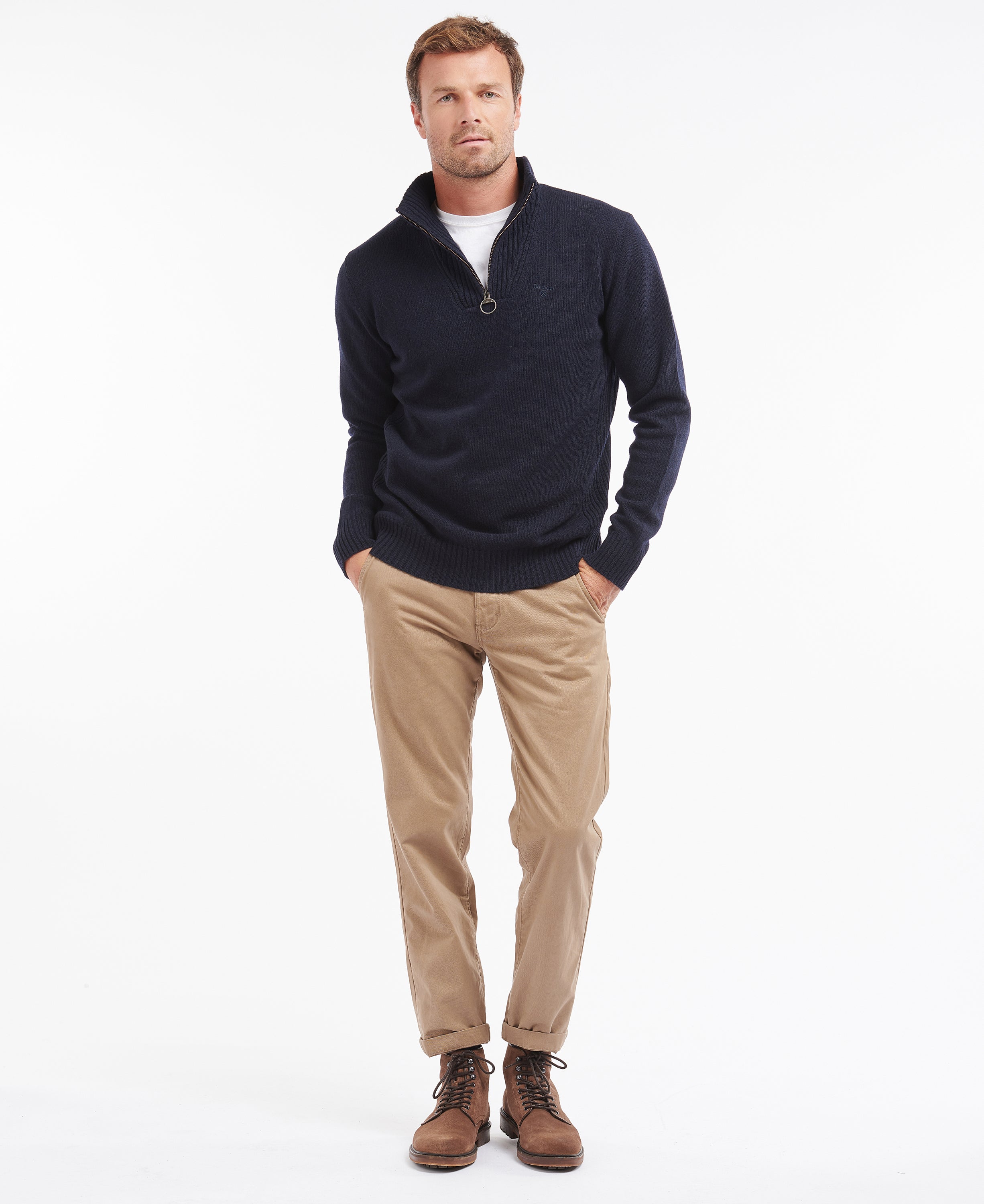 Barbour essential lambswool top half zip jumper charcoal