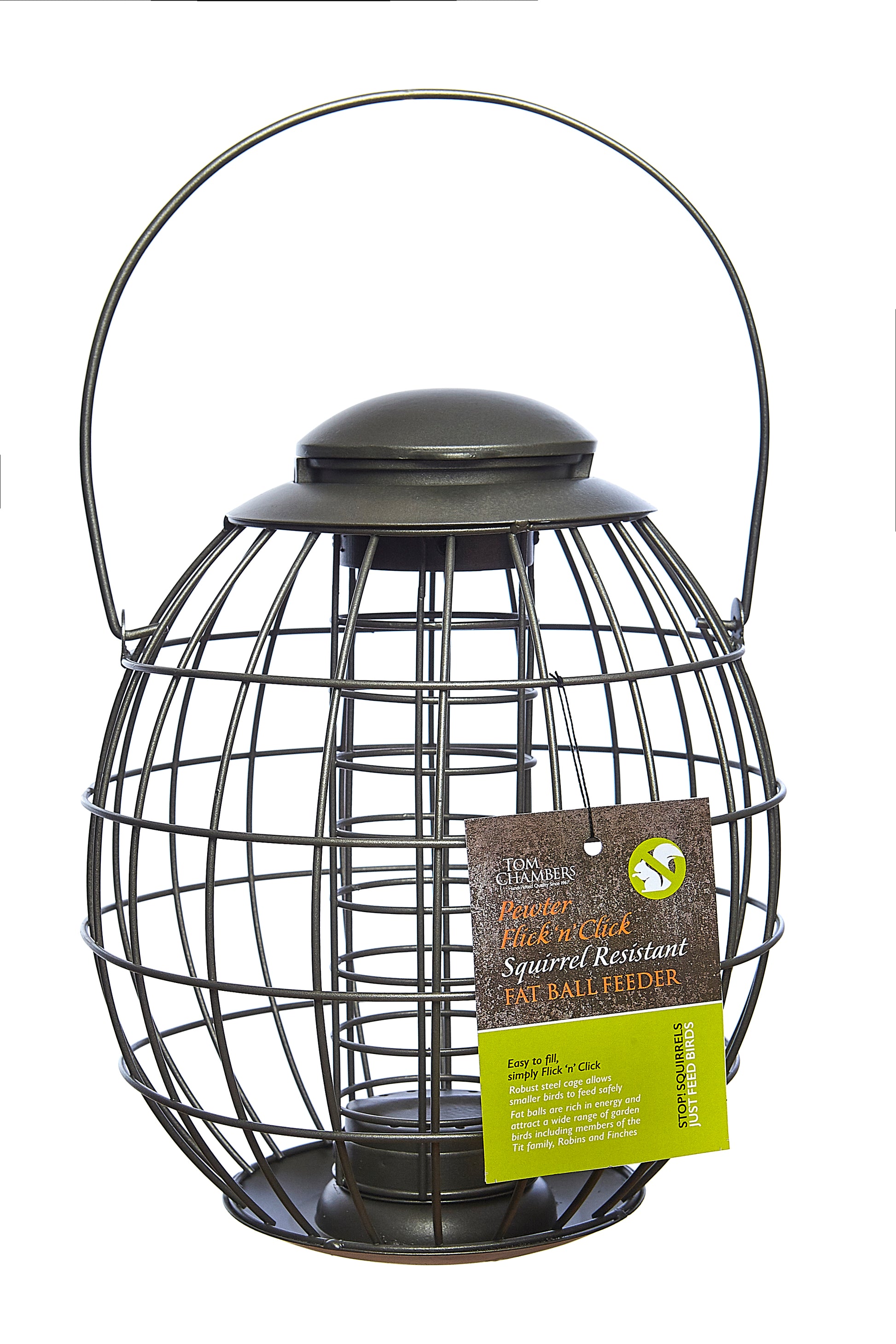 Tom Chambers Pewter Flick ‘n’ Click Squirrel Resistant Fat Ball Feeder